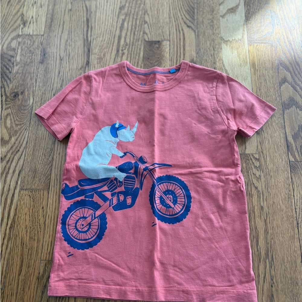 Mini Boden Coral T-Shirt with Blue Rhino Motorcycle